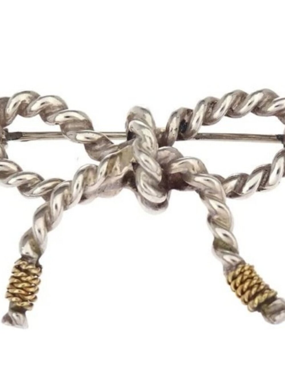 Tiffany & Co. Silver Twist Bow Brooch Pin SV925 Au750 168336